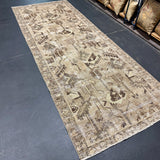 3’8 x 9’9 Classic Vintage Runner Muted Gray- Taupe, Cognac and Clay Green 5690
