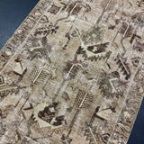 3’8 x 9’9 Classic Vintage Runner Muted Gray- Taupe, Cognac and Clay Green 5690