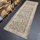 3’5 x 9’10 Classic Vintage Runner Muted Brown, Beige and Turquoise Blue 5695