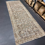 3’5 x 9’10 Classic Vintage Runner Muted Brown, Beige and Turquoise Blue 5695