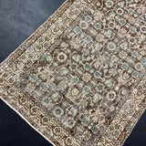 3’5 x 9’10 Classic Vintage Runner Muted Brown, Beige and Turquoise Blue 5695