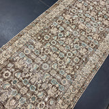 3’5 x 9’10 Classic Vintage Runner Muted Brown, Beige and Turquoise Blue 5695