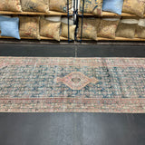 3’6 x 11’4 Classic Vintage Runner Muted Midnight Blue, Pink and Sea Green 5502