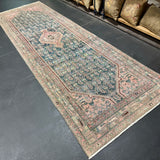 3’6 x 11’4 Classic Vintage Runner Muted Midnight Blue, Pink and Sea Green 5502