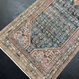 3’6 x 11’4 Classic Vintage Runner Muted Midnight Blue, Pink and Sea Green 5502