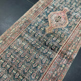3’6 x 11’4 Classic Vintage Runner Muted Midnight Blue, Pink and Sea Green 5502