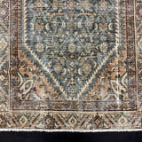 3’1 x 9’3 Classic Vintage Runner Muted Charcoal, Teal, Brown & Beige 5501