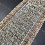 3’1 x 9’3 Classic Vintage Runner Muted Charcoal, Teal, Brown & Beige 5501