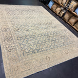 8’9 x 11’11 Classic Vintage Rug Muted Ivory, Denim Blue & Beige 5731