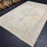 6’9 x 10’2 Classic Vintage Oushak Rug Beige, Gray & Charcoal *Read Description R103