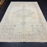 6’9 x 10’2 Classic Vintage Oushak Rug Beige, Gray & Charcoal *Read Description R103