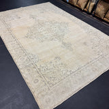 6’9 x 10’2 Classic Vintage Oushak Rug Beige, Gray & Charcoal *Read Description R103