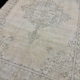 6’9 x 10’2 Classic Vintage Oushak Rug Beige, Gray & Charcoal *Read Description R103