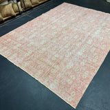 7’3 x 9’10 Classic Vintage Oushak Rug Muted Red & Beige *Read Description R105