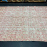 7’3 x 9’10 Classic Vintage Oushak Rug Muted Red & Beige *Read Description R105