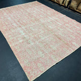 7’3 x 9’10 Classic Vintage Oushak Rug Muted Red & Beige *Read Description R105