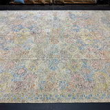 10’3 x 13’10 Silk and Wool Rug Silver, Blue, Chartreuse, Aubergine & Pink K0001