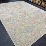10’3 x 13’10 Silk and Wool Rug Silver, Blue, Chartreuse, Aubergine & Pink K0001