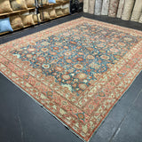 10’2 x 13’1 Rare Antique Malayer Rug Blue, Terra Cotta & Rust 5733