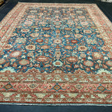 10’2 x 13’1 Rare Antique Malayer Rug Blue, Terra Cotta & Rust 5733