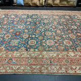 10’2 x 13’1 Rare Antique Malayer Rug Blue, Terra Cotta & Rust 5733