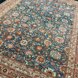 10’2 x 13’1 Rare Antique Malayer Rug Blue, Terra Cotta & Rust 5733
