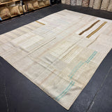 8’10 x 12’2 MCM Vintage Organic Hemp Rug Off White Flatweave Kilim 4322