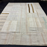 8’10 x 12’2 MCM Vintage Organic Hemp Rug Off White Flatweave Kilim 4322