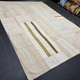 8’10 x 12’2 MCM Vintage Organic Hemp Rug Off White Flatweave Kilim 4322