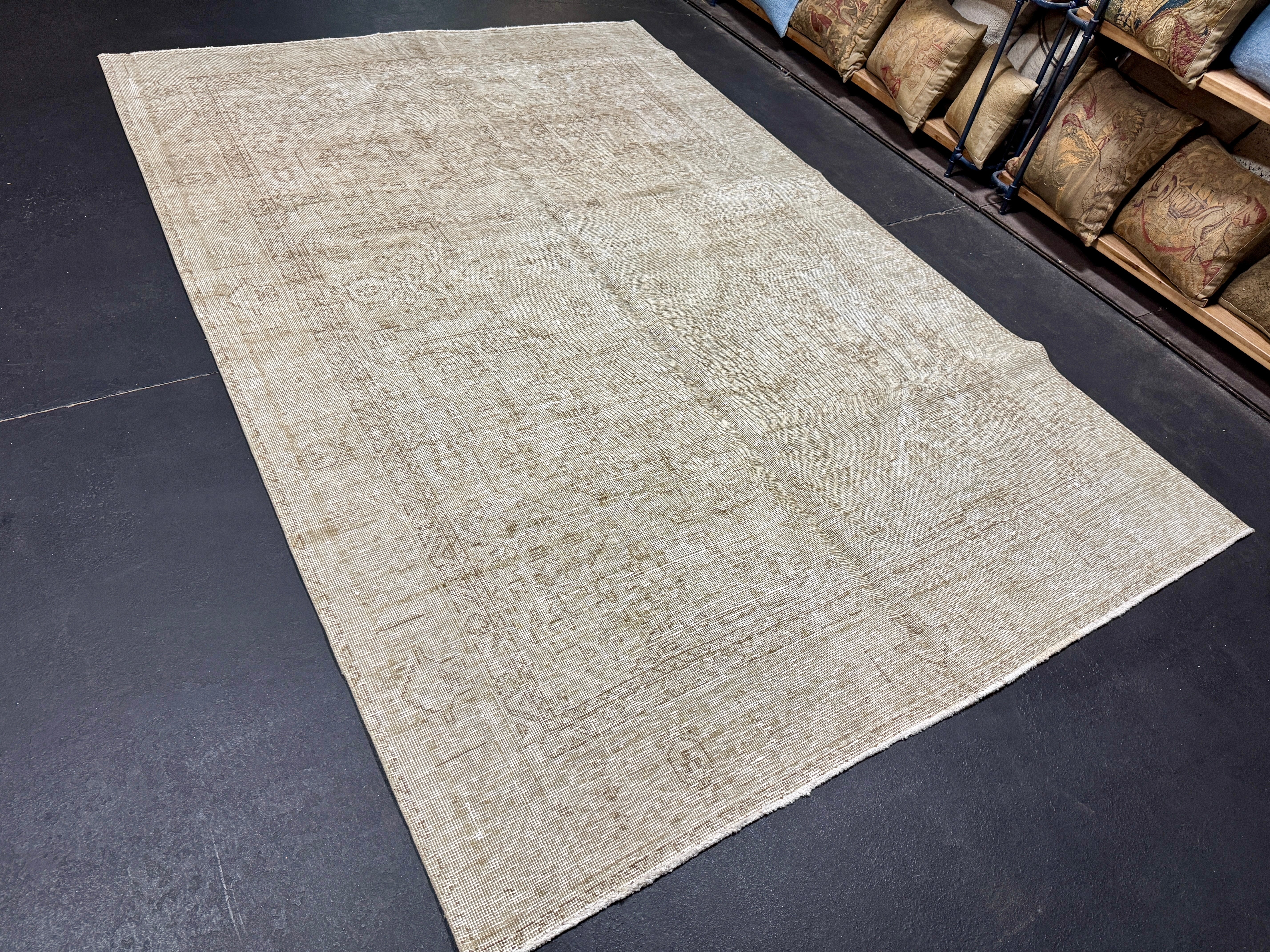 6’2 x 9’2 Classic Vintage Rug Muted Sage-Gray and Brown 5655 Linda's Barn