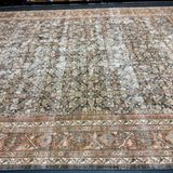 10’4 x 13’7 Classic Antique Rug Muted Black, Rust, Gray & Bone 5734