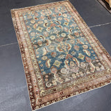 4’ x 6’1 Classic Vintage Rug Denim, Rust, Beige & Brown 5737 Linda's Barn