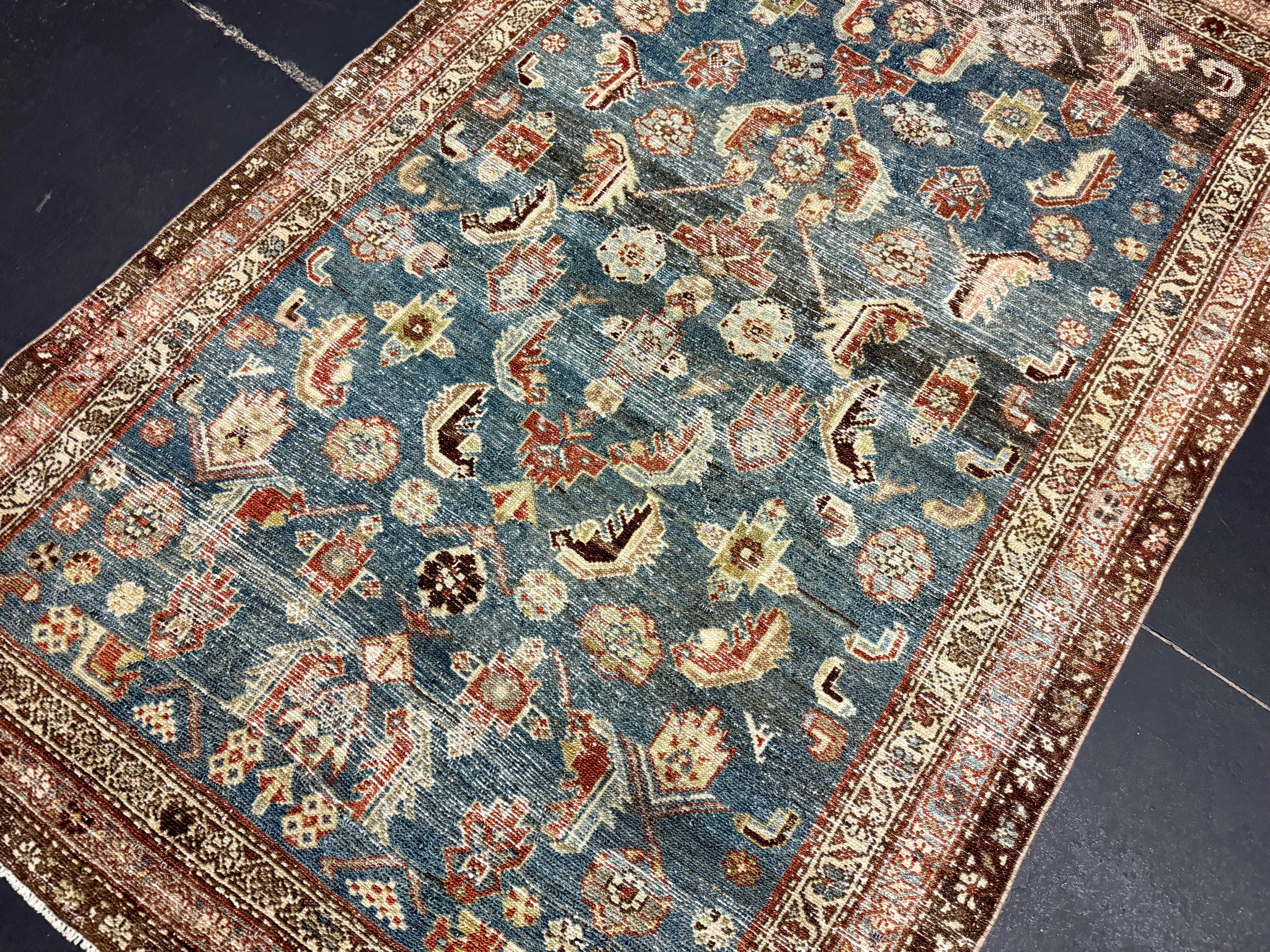 4’ x 6’1 Classic Vintage Rug Denim, Rust, Beige & Brown 5737 Linda's Barn