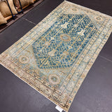 3’11 x 6’4 Classic Vintage Rug Denim Blue, Bronze and Ivory 5738