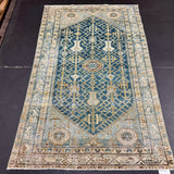 3’11 x 6’4 Classic Vintage Rug Denim Blue, Bronze and Ivory 5738