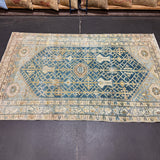 3’11 x 6’4 Classic Vintage Rug Denim Blue, Bronze and Ivory 5738