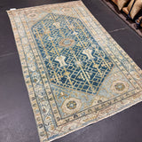 3’11 x 6’4 Classic Vintage Rug Denim Blue, Bronze and Ivory 5738