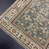 4’2 x 5’3 Classic Antique Rug Muted Midnight Blue, Gray Blue, Green & Brown 5740