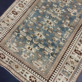 4’2 x 5’3 Classic Antique Rug Muted Midnight Blue, Gray Blue, Green & Brown 5740
