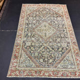 4’2 x 6’5 Classic Vintage Rug Muted Black, Rust, Sage & Bone 5735