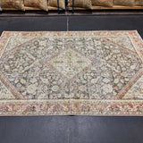 4’2 x 6’5 Classic Vintage Rug Muted Black, Rust, Sage & Bone 5735