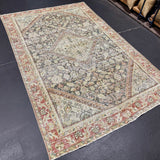4’2 x 6’5 Classic Vintage Rug Muted Black, Rust, Sage & Bone 5735