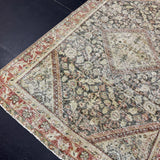4’2 x 6’5 Classic Vintage Rug Muted Black, Rust, Sage & Bone 5735