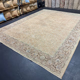 9’10 x 12’11 Classic Vintage Rug Cappuccino Beige, Sage, Teal & Periwinkle 5754