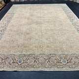 9’10 x 12’11 Classic Vintage Rug Cappuccino Beige, Sage, Teal & Periwinkle 5754