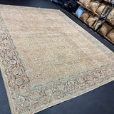 9’10 x 12’11 Classic Vintage Rug Cappuccino Beige, Sage, Teal & Periwinkle 5754