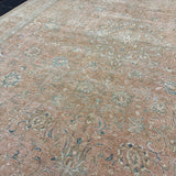 9’4 x 12’1 Classic Vintage Rug Muted Blush Beige, Turquoise Blue and Tawny Brown 5746