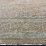 9’4 x 12’1 Classic Vintage Rug Muted Blush Beige, Turquoise Blue and Tawny Brown 5746