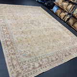 9’7 x 13’2 Classic Vintage Rug Muted  Beige, Saffron & Teal 5748