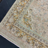9’7 x 13’2 Classic Vintage Rug Muted  Beige, Saffron & Teal 5748